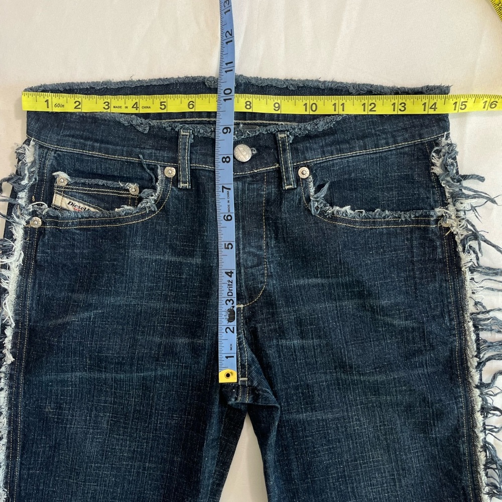 DIESEL Y2K Vintage Jeans Frayed Distressed Fringe Button Fly Flare Wide Leg Slit - Picture 8 of 12